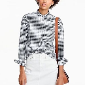 J. Crew Boy Shirt in Navy Gingham Plaid